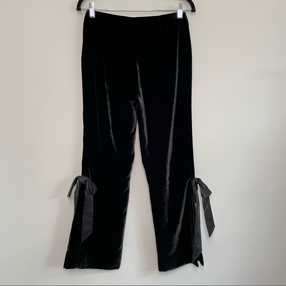 Cinq A Sept Lou Velvet Crop Flare Pants In Black With Ribbon Ties Size 4 - Picture 6 of 8